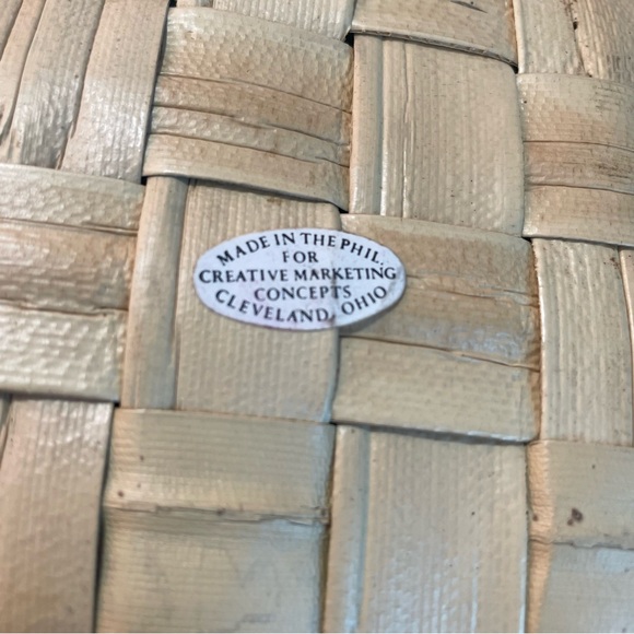 Vintage Christmas Bells Basket Raffia Design Philippines Lined for Plants - Picture 7 of 7